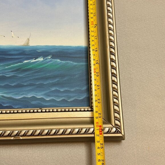 2006 Classic Sailing Ship Artwork on Canvas Oil Painting Framed Size 28" x 24" - Picture 15 of 15